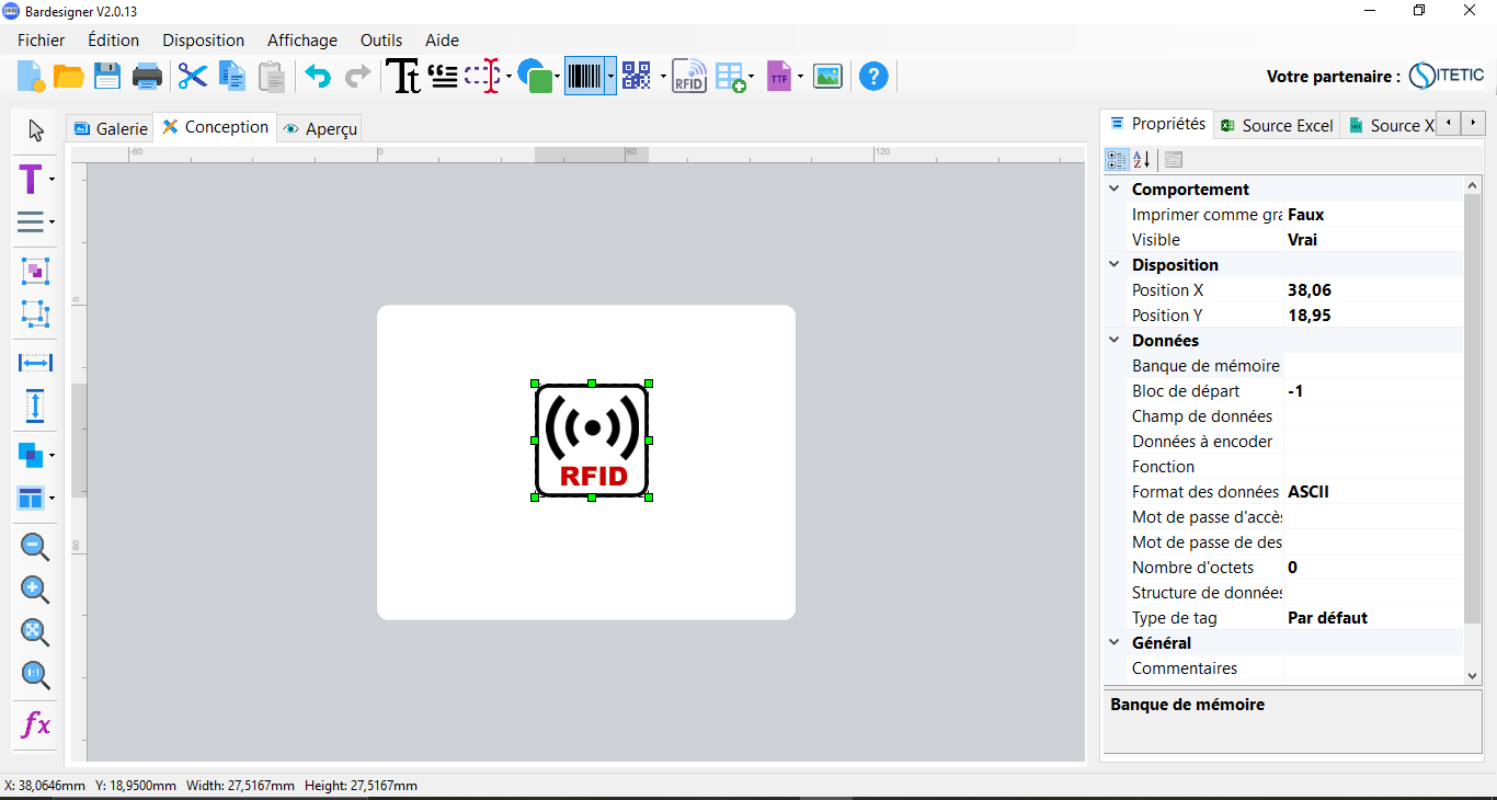 Bardesigner Logiciel d'édition de badges & étiquettes RFID UHF / HF — Design, Impression, encodage – Image 2