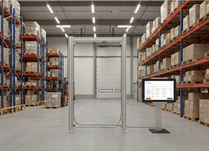 Portique RFID fixe ScanMe pour inventaire automatisé en entrepôt logistique